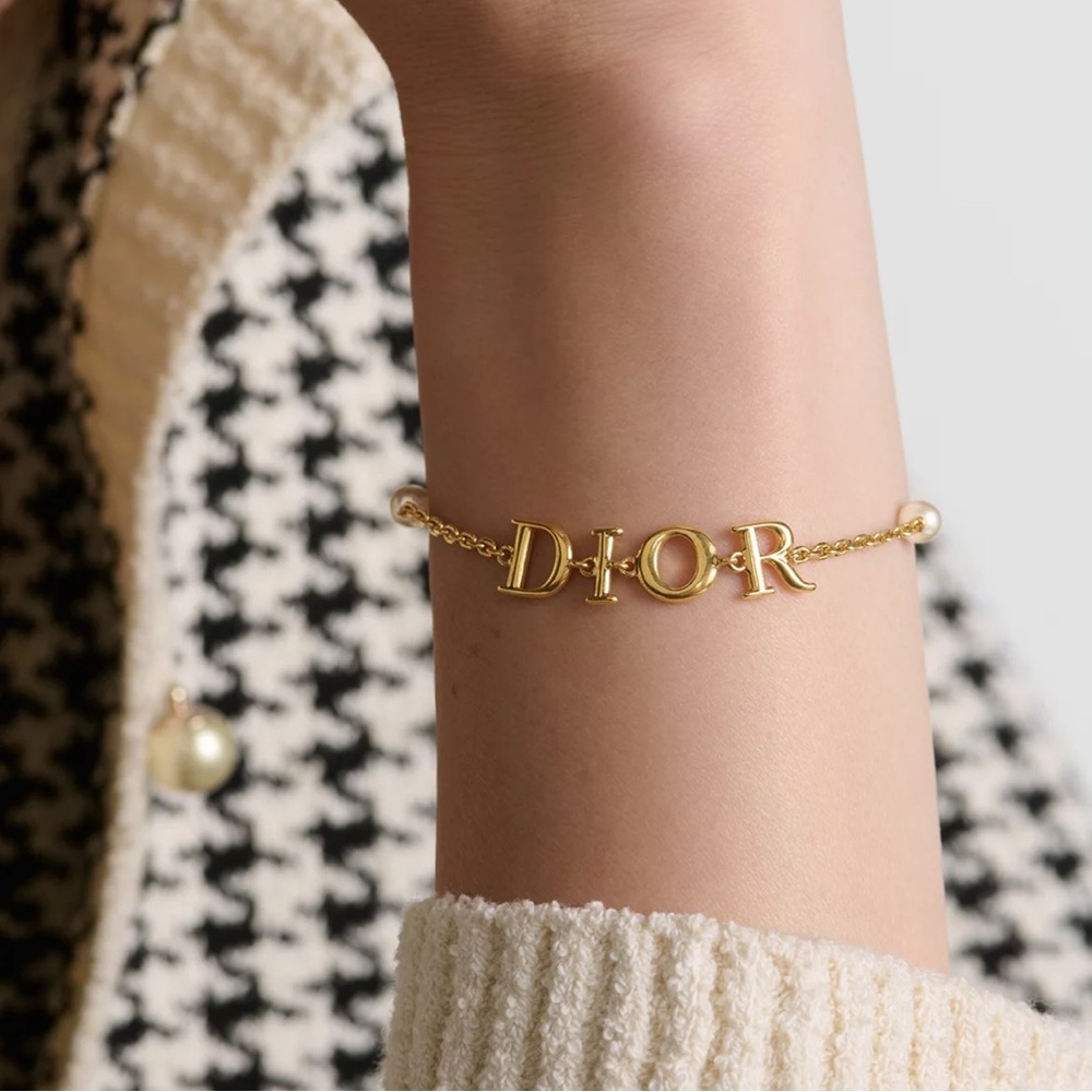 Dior Gold and White Chain Bracelet